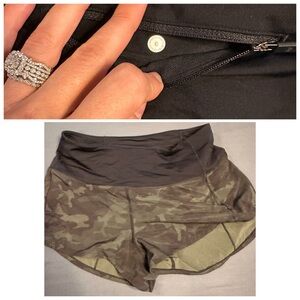 Lululemon Athletica Black and Green Athletic Shorts